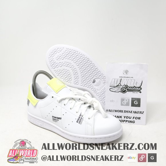 adidas Stan Smith PrimeGreen Vegan Tennis Sneaker White Yellow GV7665 Bl… - Picture 1 of 16